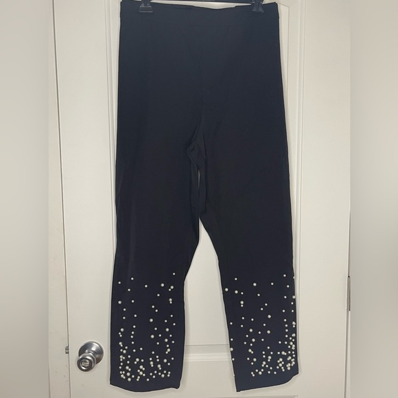 Isaac Mizrahi Live Petite Faux Pearl Hem Ankle Pants Like new! - Picture 1 of 6